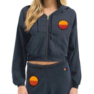 Aviator Nation Sunset Patch cropped hoodie and sweats size M like new